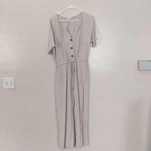 No Less Than Natural Linen Jumpsuit Size Medium